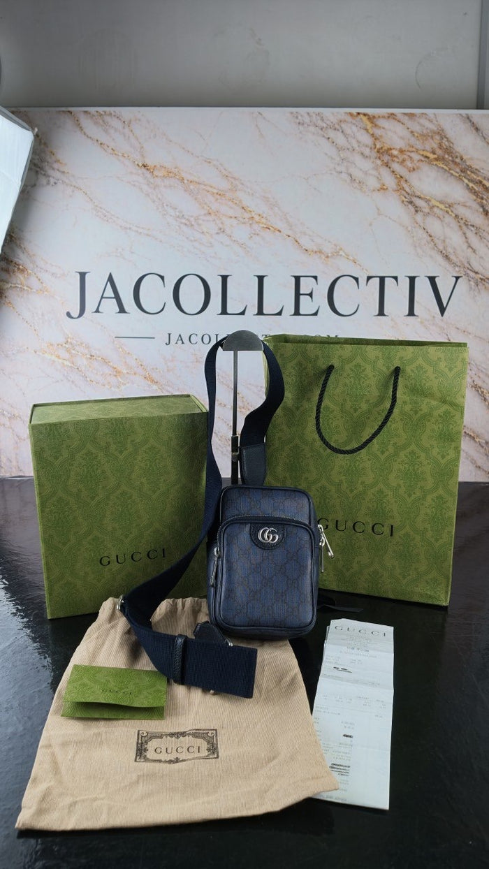 Gucci Ophidia GG Supreme Mini Bag Blu – Full Set — altro dettaglio