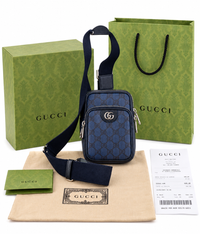 Dettaglio 1 di Gucci Ophidia GG Supreme Mini Bag Blu – Full Set