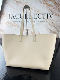 Dettaglio 15 di Saint Laurent Shopping Tote in Pelle Beige